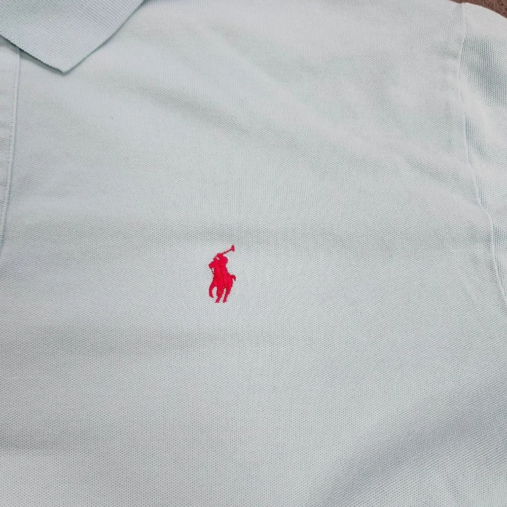 Polo Ralph Lauren Mens XL Light Blue Stretch Mesh Short Sleeve Polo Shirt Logo